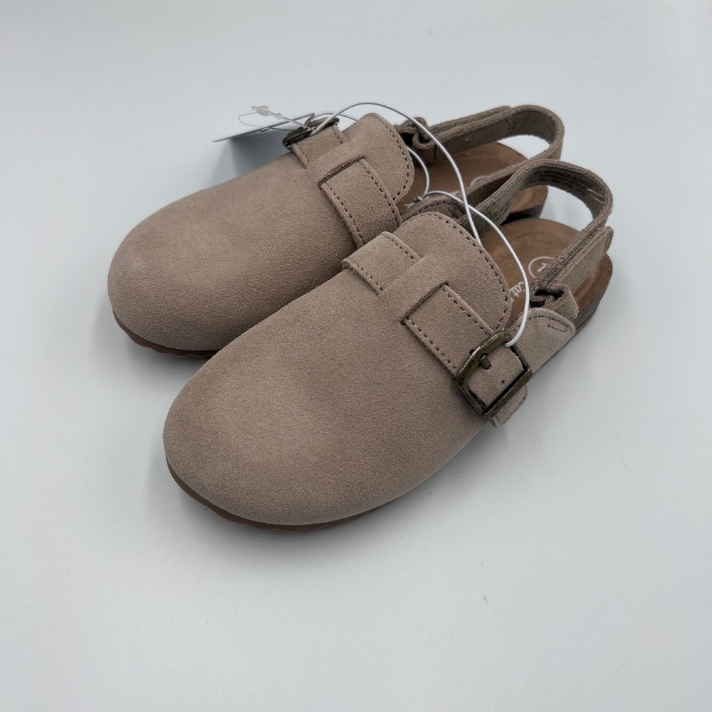 Cat & Jack Berlin Taupe Faux Suede Buckle Slingback Clogs Kids Size 11 NEW